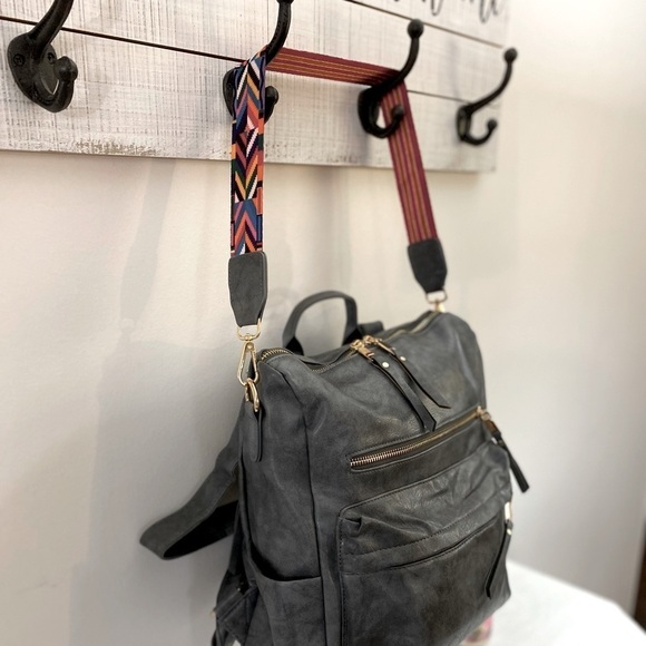 Brand NEW! Grey Camden Bag w/Aqua Geo Lavender Crossbody Strap💜💙 - Picture 15 of 16